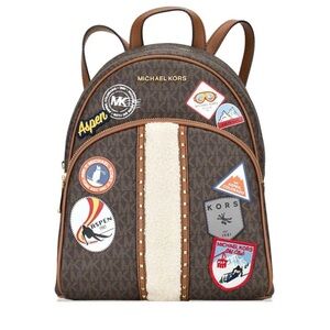 Michael Kors Brown Backpack with Aspen patches sherpa detail like new (RARE)